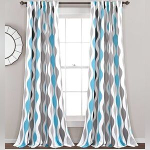 Lush Decor Mid Century Geo Room Darkening Window Curtain Panel Pair 52"W x 84"L
